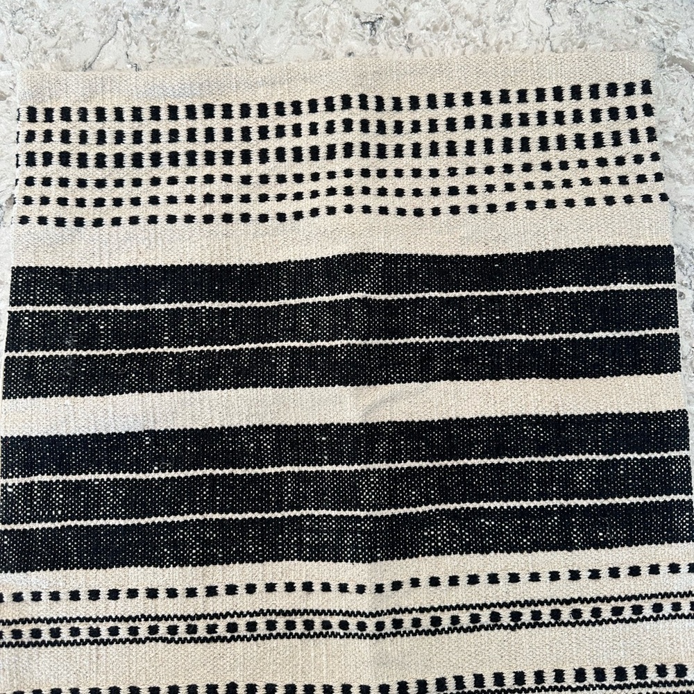 Elegant Black and Cream Striped Accent Pillow Cover
